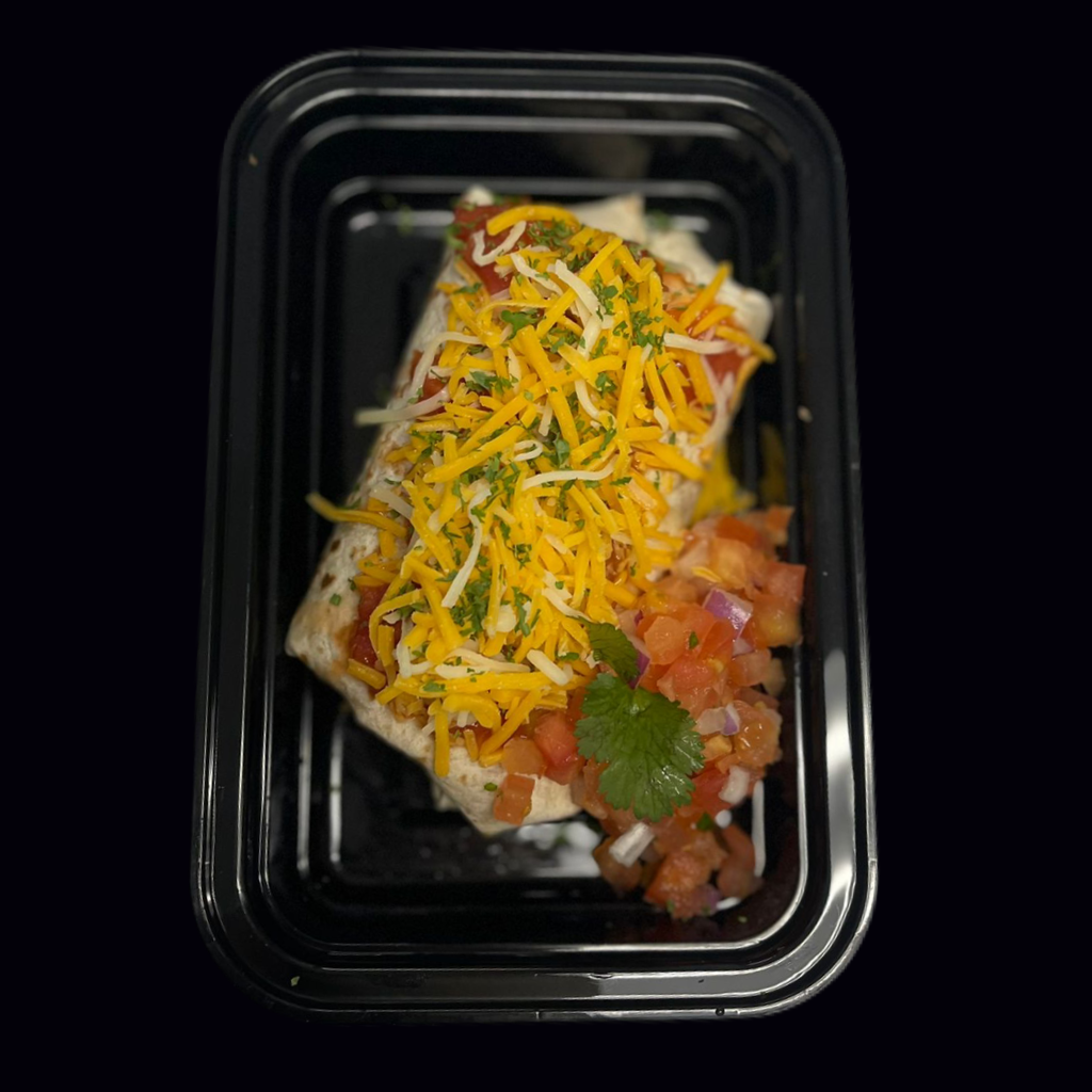 Burrito Wet con Carne Molida / Queso Monterrey / Pico de Gallo