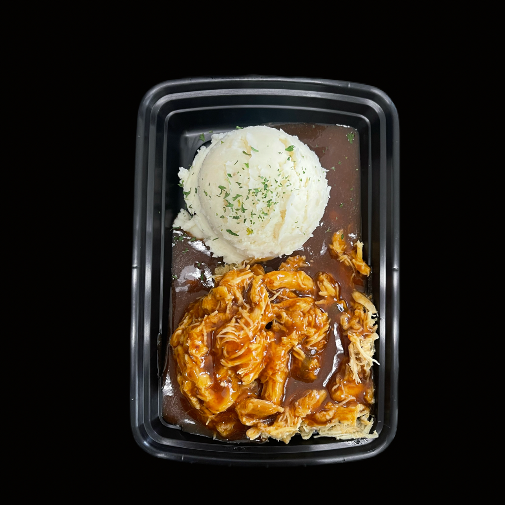 Papas Majadas / Carnitas de Pollo en Salsa BBQ