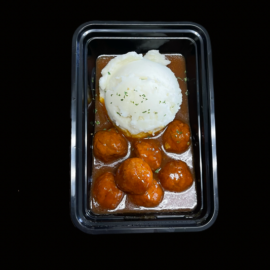 Papas Majadas/ Albóndigas en Salsa BBQ