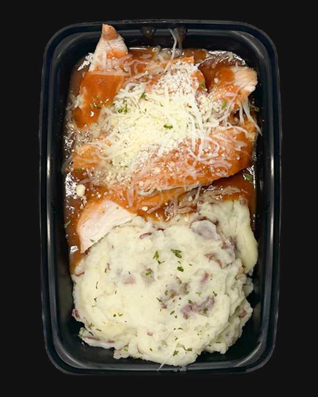 Majado de Papa / Pechuga en Salsa de Guayaba y Queso Suizo